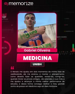 Card de aluno aprovado em Medicina