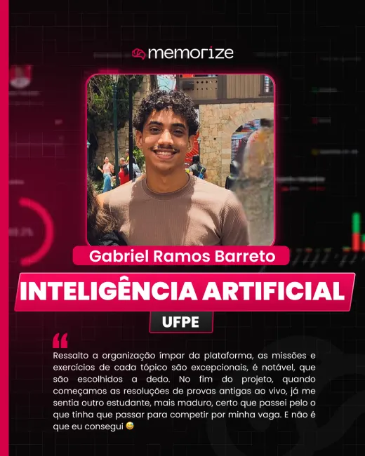 Depoimento de aluno aprovado do Memorize